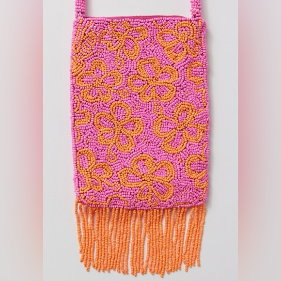 NWT Urban Outfitters Beaded Crossbody Phone Sling in Pink & Orange - Picture 11 of 11